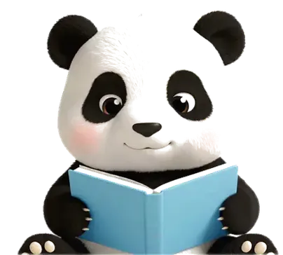 Panda de COMUNICA leyendo un libro